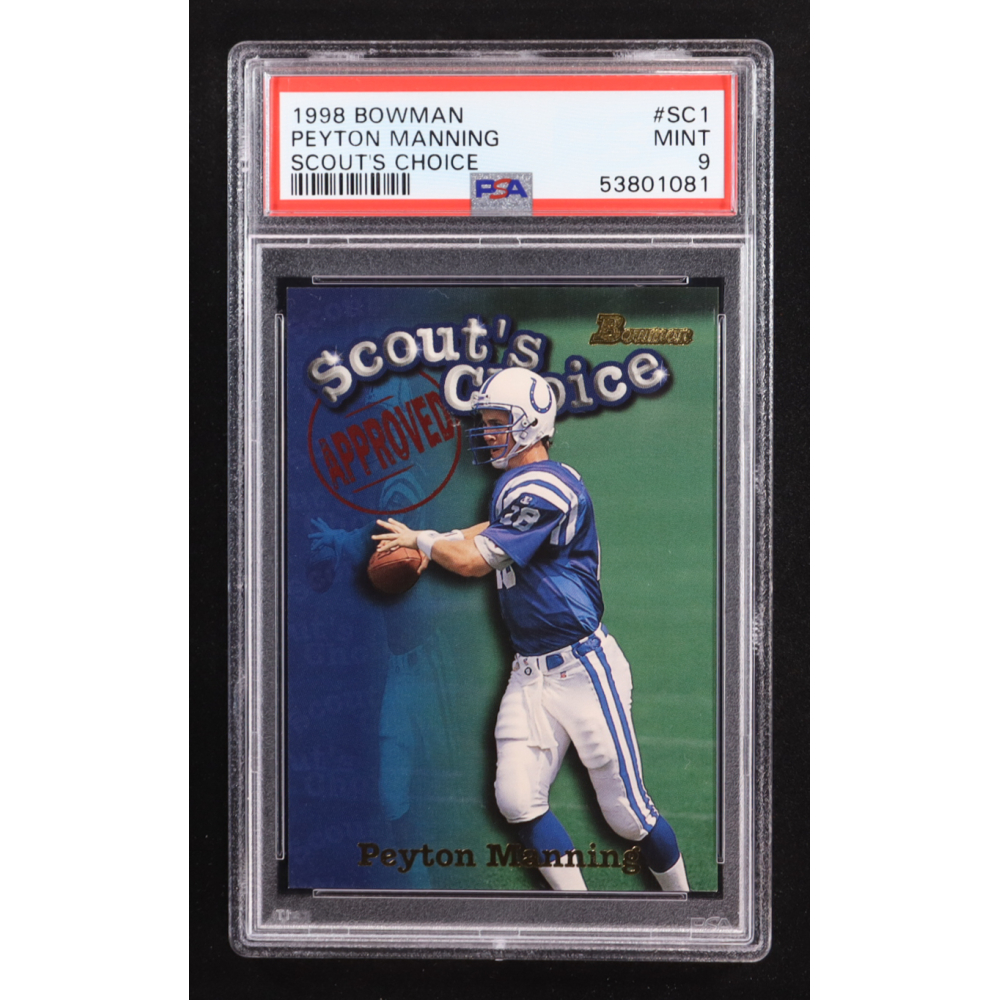 Peyton Manning 1998 Bowman Scout's Choice #SC1 RC (PSA 9) at PristineAuction.com