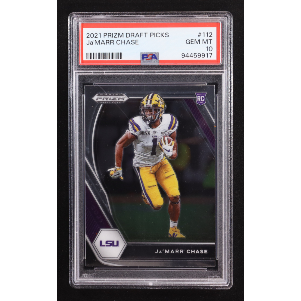 Ja'Marr Chase 2021 Panini Prizm Draft Picks #112 RC (PSA 10) at PristineAuction.com