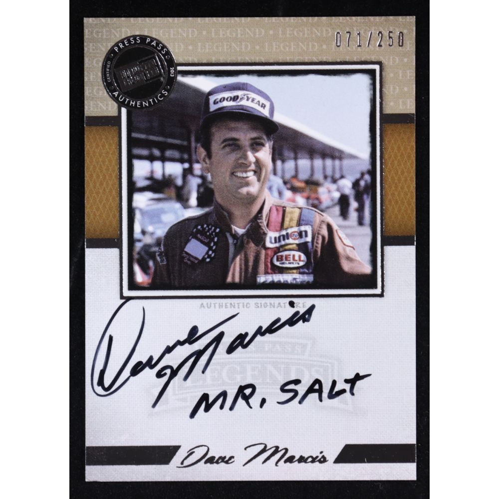 Dave Marcis 2013 Press Pass Legends Autographs Gold EXCH Inscribed "Mr.Salt" #LGDM #071/250 at PristineAuction.com