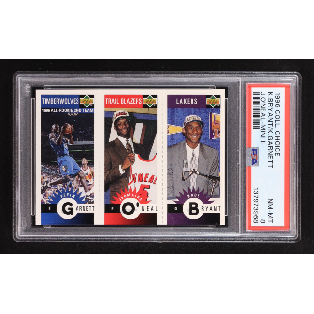 Kobe Bryant / Jermaine O'Neal / Kevin Garnett 1996 Upper Deck Collector's Choice Mini II #M129-158-139 RC (PSA 8) at PristineAuction.com