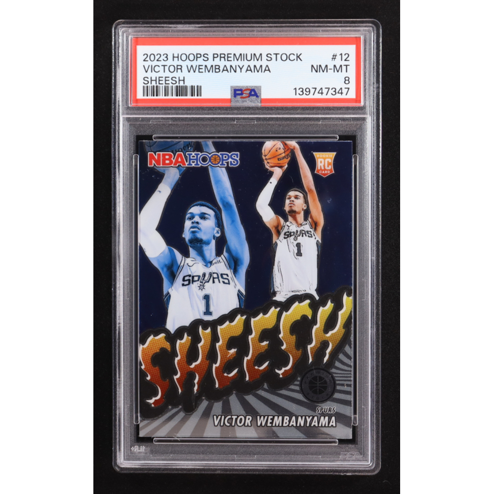 Victor Wembanyama 2023-24 Panini NBA Hoops Premium Stock Sheesh #12 RC (PSA 8) at PristineAuction.com