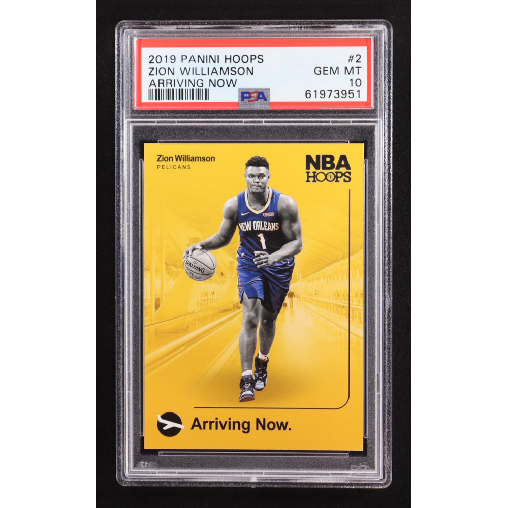 Zion Williamson 2019-20 Panini NBA Hoops Arriving Now #2 RC (PSA 10) at PristineAuction.com