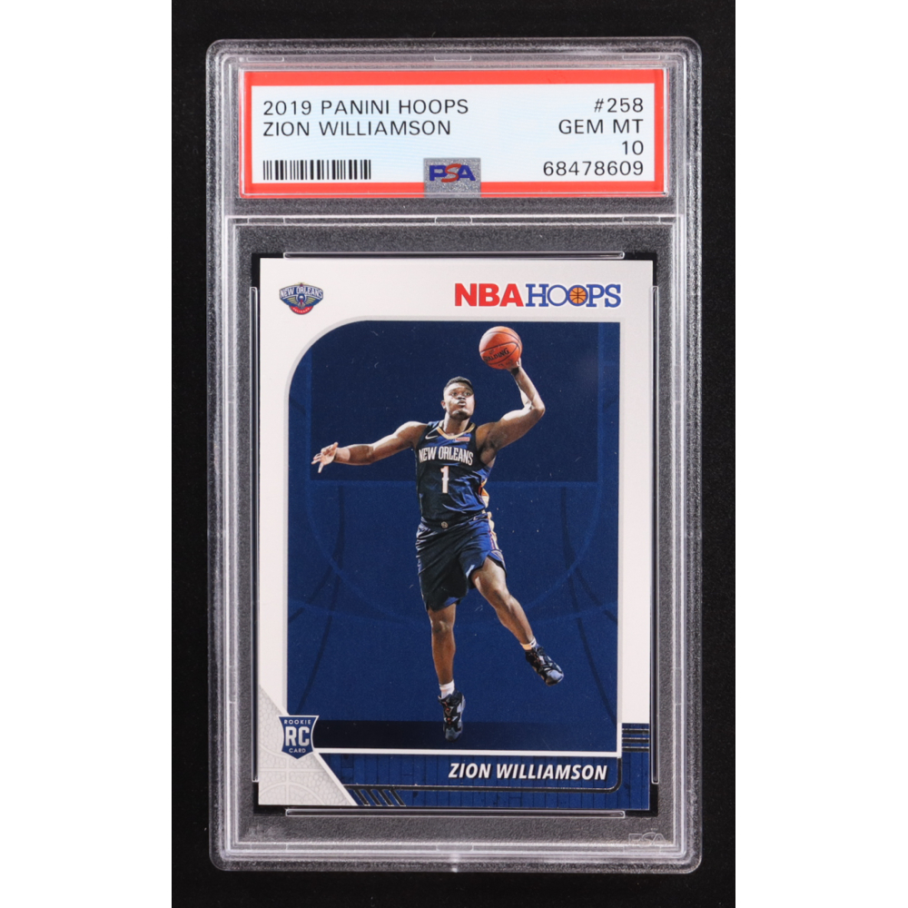 Zion Williamson 2019-20 Panini NBA Hoops #258 RC (PSA 10) at PristineAuction.com