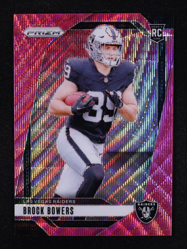 Brock Bowers 2024 Panini Prizm Prizms Pink Wave #315 RC at PristineAuction.com Brock Bowers 2024 Panini Prizm Prizms Pink Wave #315 RC at PristineAuction.com