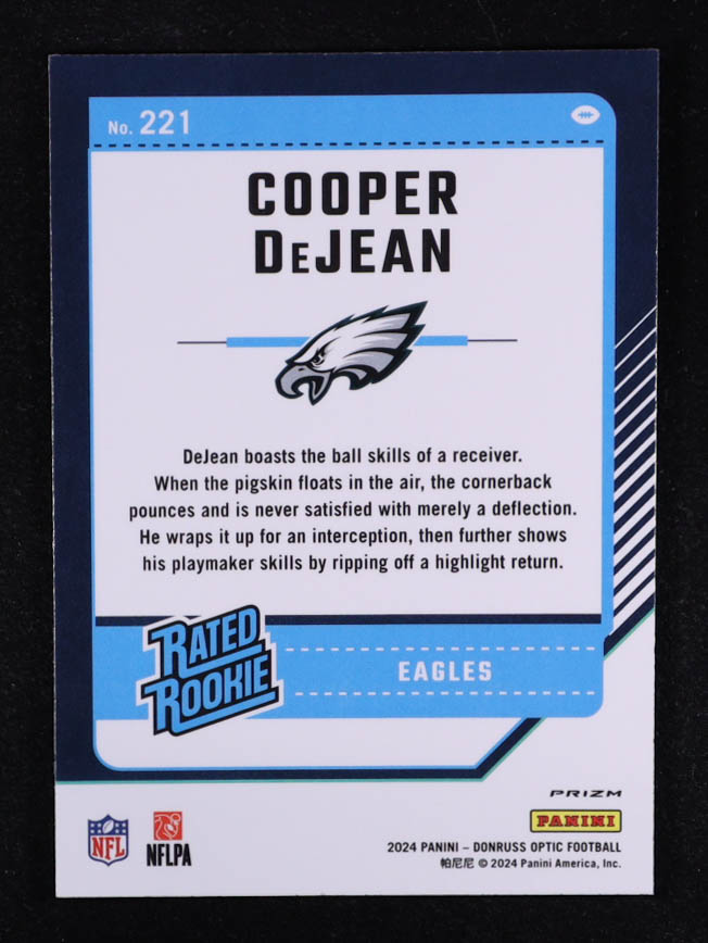 Cooper DeJean 2024 Donruss Optic Pink #221 RR RC at PristineAuction.com Cooper DeJean 2024 Donruss Optic Pink #221 RR RC at PristineAuction.com