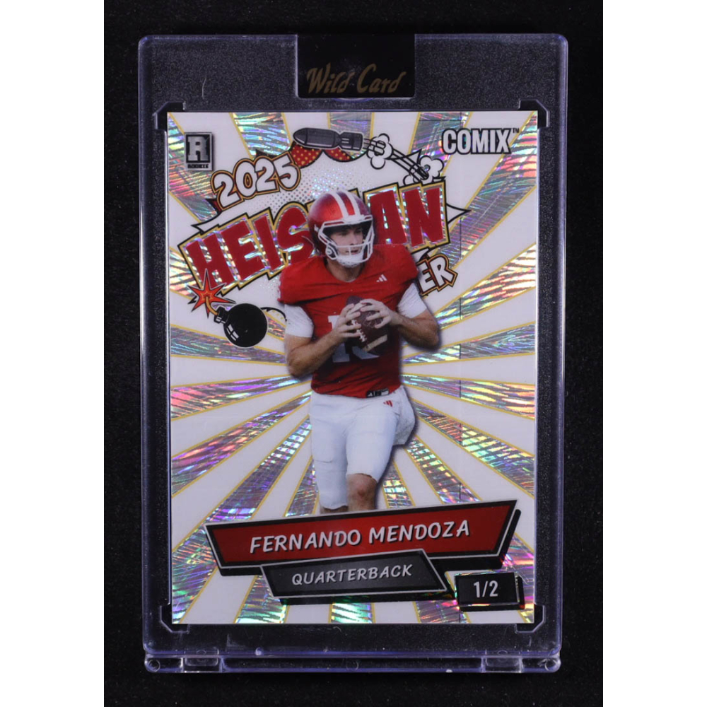 Fernando Mendoza 2026 Wild Card Comix Heisman White Etch #ACHOFM01 #1/2 RC at PristineAuction.com