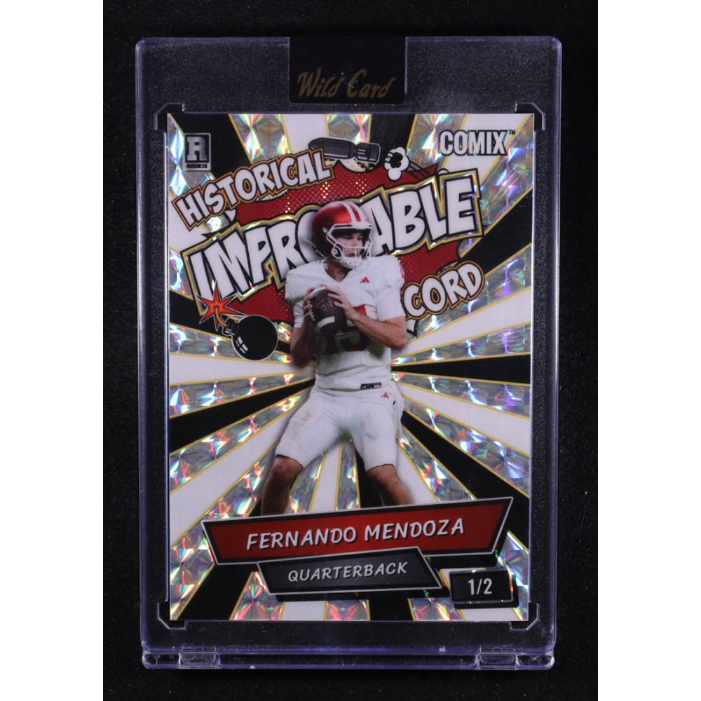 Fernando Mendoza 2026 Wild Card Comix Improbable B&W Mosaic #ACIMFM05 #1/2 RC at PristineAuction.com