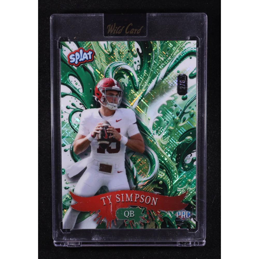 Ty Simpson 2025 Wild Card Splat Green Cross Hatch #SCFCCa3TS #1/5 RC at PristineAuction.com