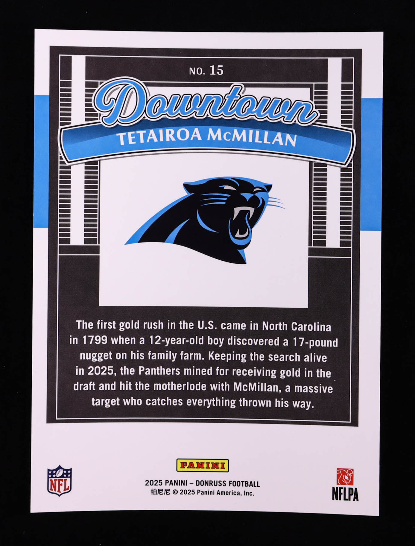Tetairoa McMillan 2025 Donruss Downtown! Oversize #15 RC at PristineAuction.com Tetairoa McMillan 2025 Donruss Downtown! Oversize #15 RC at PristineAuction.com