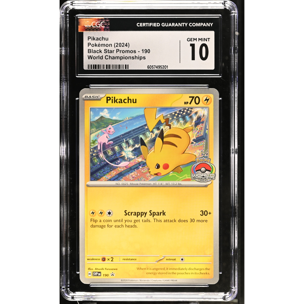 Pikachu 2024 Pokemon TCG Scarlet & Violet Black Star Promos World Championships #190 (CGC 10) at PristineAuction.com