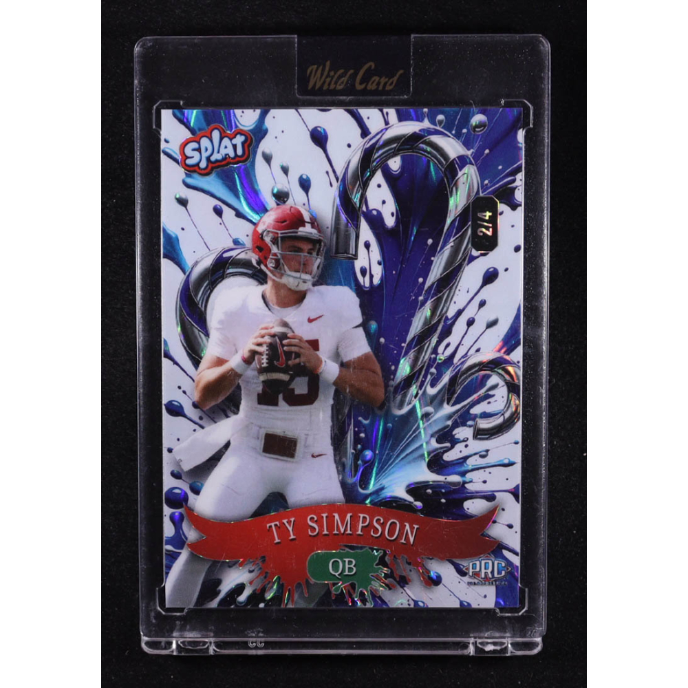 Ty Simpson 2025 Wild Card Splat Blue Wave #SCFCCa1TS #2/4 RC at PristineAuction.com
