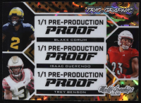 Blake Corum / Isaac Guerendo / Trey Benson 2024 Leaf MultiGraphics Trio-Graphic Tiger Stripe Lava Pre-Production Proof #NNO #1/1 RC at PristineAuction.com