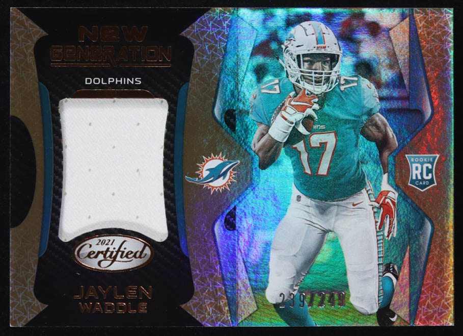 Jaylen Waddle 2021 Certified New Generation Jerseys Mirror Bronze #8 #239/249 RC at PristineAuction.com Jaylen Waddle 2021 Certified New Generation Jerseys Mirror Bronze #8 #239/249 RC at PristineAuction.com