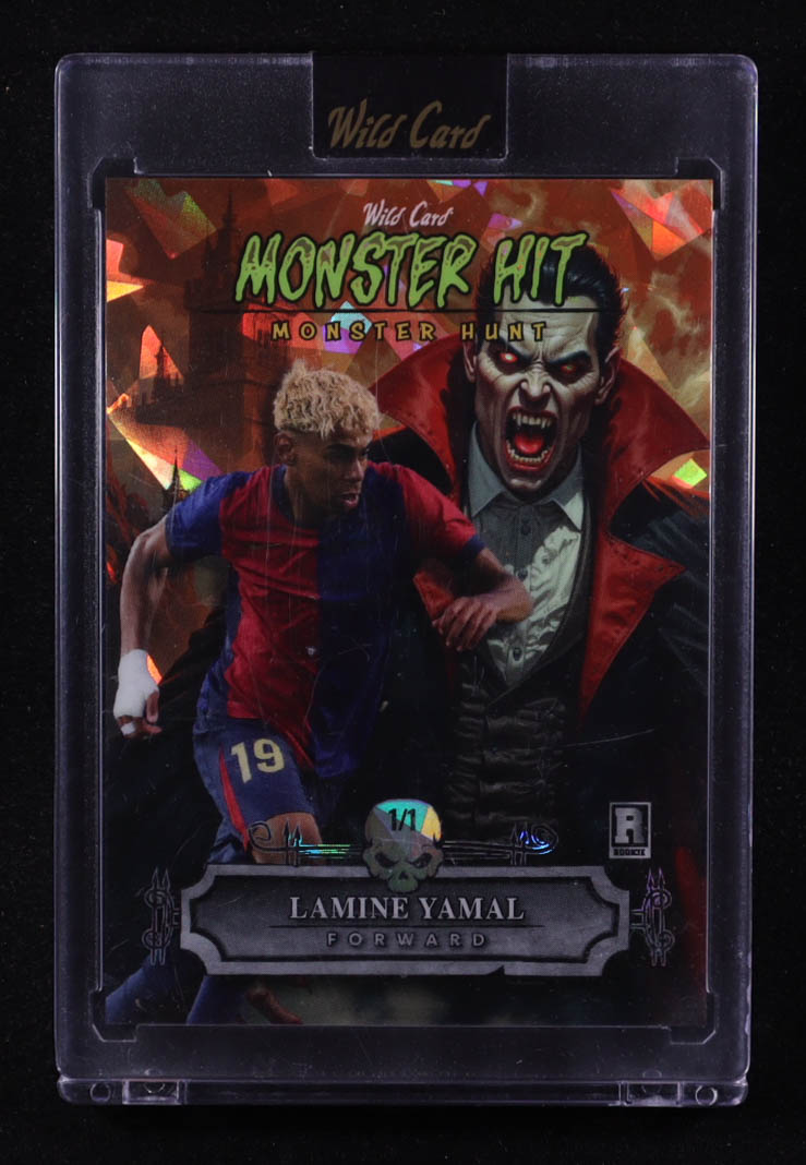 Lamine Yamal 2025 Wild Card Monster Hit Monster Hunt Dracula Crystal Orange #MHCD-LY RC #1/1 at PristineAuction.com Lamine Yamal 2025 Wild Card Monster Hit Monster Hunt Dracula Crystal Orange #MHCD-LY RC #1/1 at PristineAuction.com