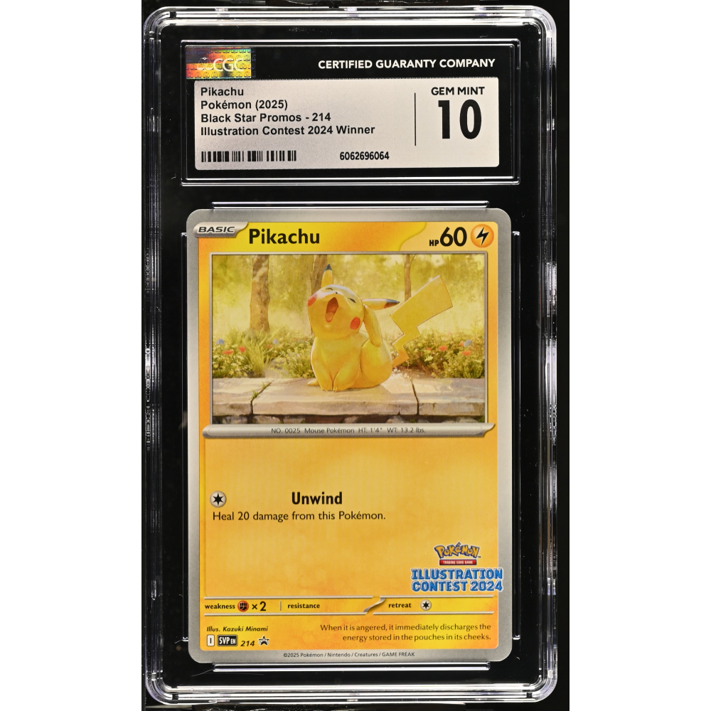 Pikachu 2025 Pokemon TCG Black Star Promos Illustration Contest 2024 Winner #214 (CGC 10) at PristineAuction.com
