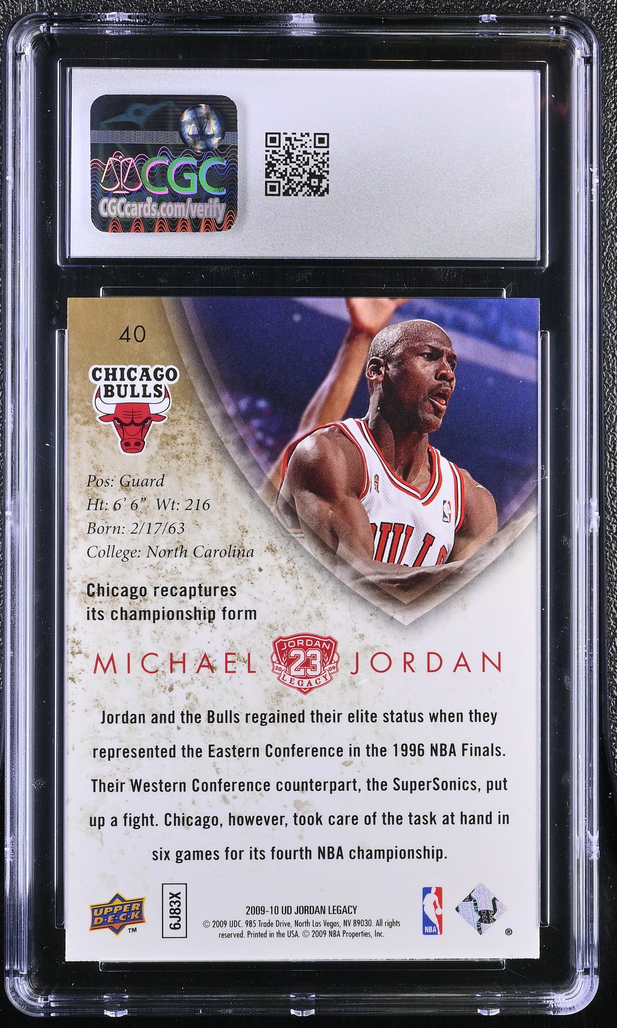 Michael Jordan 2009-10 Upper Deck Jordan Legacy #40 (CGC 10) at PristineAuction.com Michael Jordan 2009-10 Upper Deck Jordan Legacy #40 (CGC 10) at PristineAuction.com