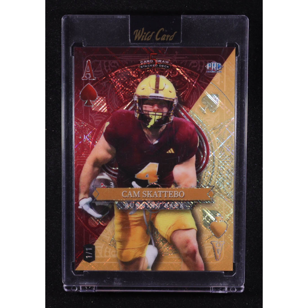 Cam Skattebo 2024 Wild Card 5 Card Draw Stacked Deck Ace of Spades Cross Hatch #SDJSCSN #1/1 RC at PristineAuction.com