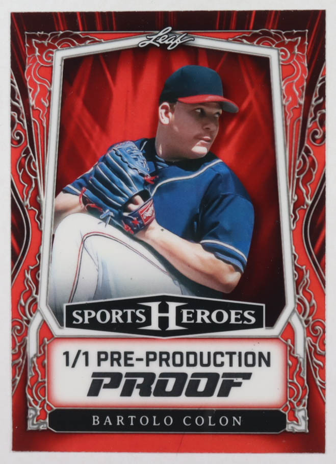 Bartolo Colon 2025 Leaf Metal Sports Heroes Red Pre-Production Proof #NNO #1/1 at PristineAuction.com Bartolo Colon 2025 Leaf Metal Sports Heroes Red Pre-Production Proof #NNO #1/1 at PristineAuction.com