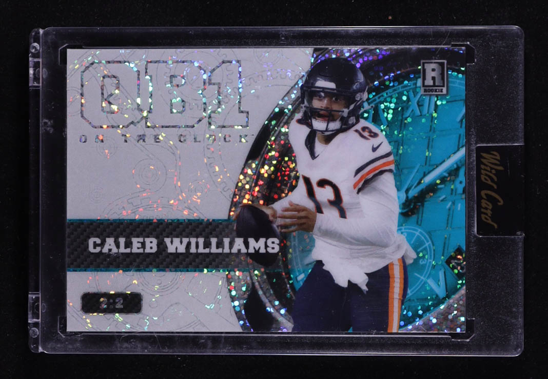 Caleb Williams 2023 Wild Card QB1 On the Clock White and Teal Sparkle #CW4 RC #2/2 at PristineAuction.com Caleb Williams 2023 Wild Card QB1 On the Clock White and Teal Sparkle #CW4 RC #2/2 at PristineAuction.com