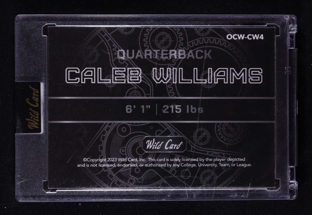 Caleb Williams 2023 Wild Card QB1 On the Clock White and Teal Sparkle #CW4 RC #2/2 at PristineAuction.com Caleb Williams 2023 Wild Card QB1 On the Clock White and Teal Sparkle #CW4 RC #2/2 at PristineAuction.com
