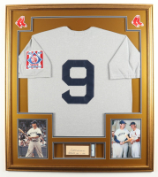 Ted Williams Signed LE Custom Framed Cut Display with Jersey & (2) Cloth Team Logo Patches (PSA 8) at PristineAuction.com