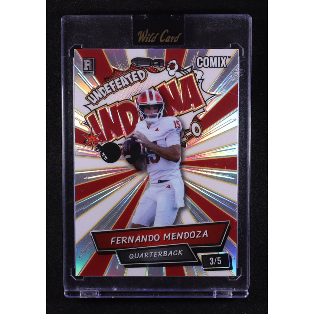 Fernando Mendoza 2026 Wild Card Comix Indiana Red/White Rainbow #ACBLFM010 #3/5 RC at PristineAuction.com