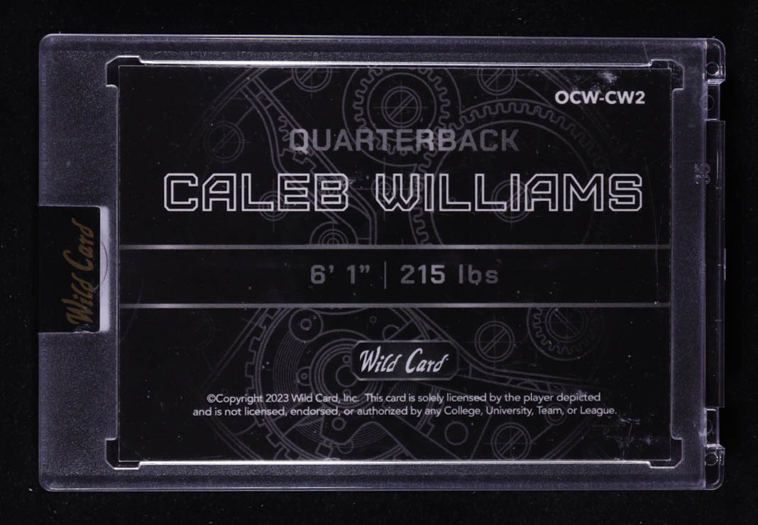 Caleb Williams 2023 Wild Card QB1 On the Clock Green and Orange Sparkle #CW2 RC #10/15 at PristineAuction.com Caleb Williams 2023 Wild Card QB1 On the Clock Green and Orange Sparkle #CW2 RC #10/15 at PristineAuction.com