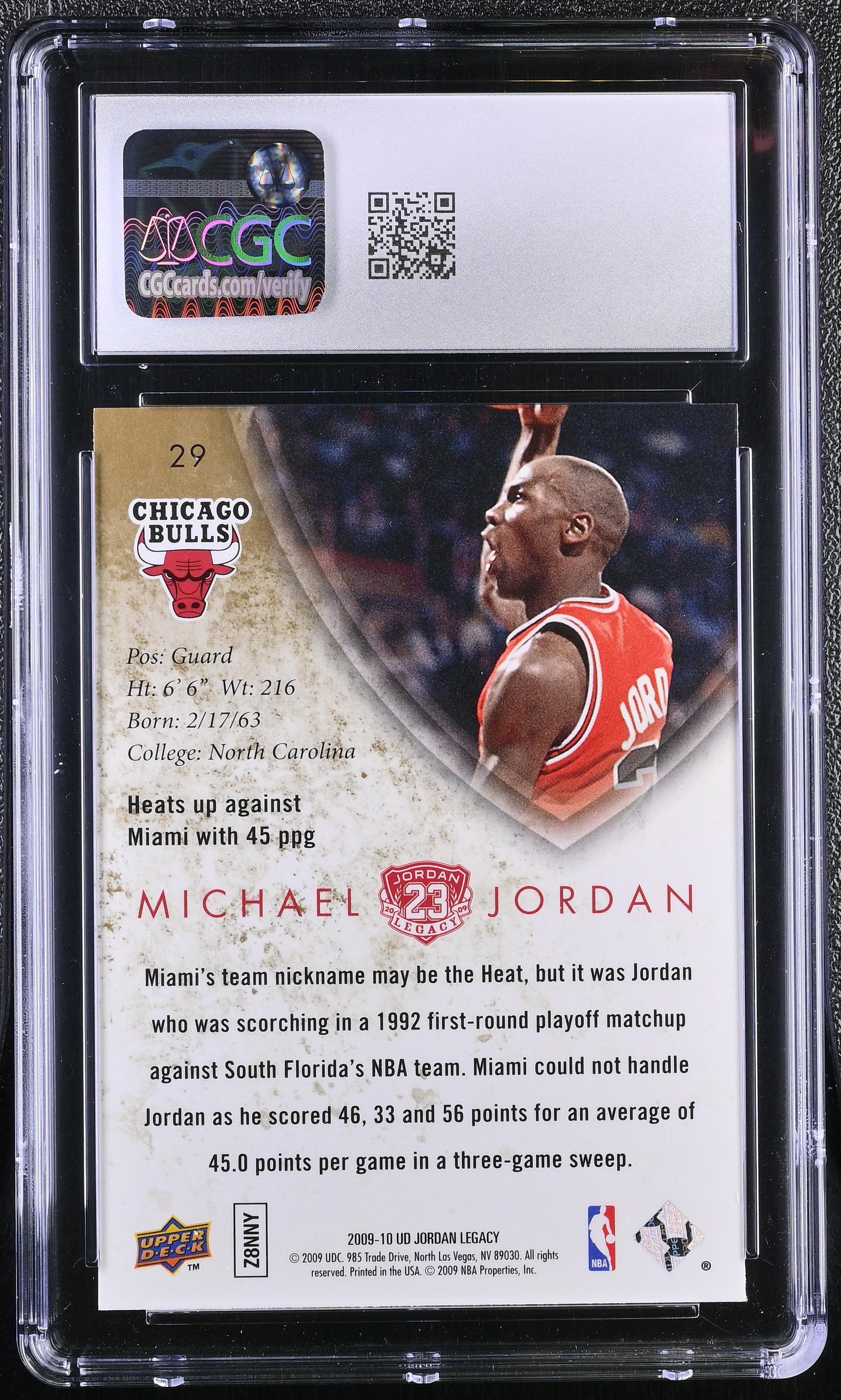 Michael Jordan 2009-10 Upper Deck Jordan Legacy #29 (CGC 10) at PristineAuction.com Michael Jordan 2009-10 Upper Deck Jordan Legacy #29 (CGC 10) at PristineAuction.com