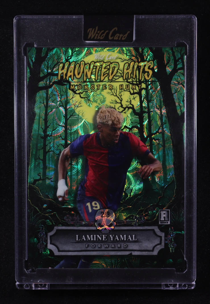 Lamine Yamal 2025 Wild Card Haunted Hits Monster Hunt Woods Kaleidoscope Green #HHW-LY RC #2/3 at PristineAuction.com Lamine Yamal 2025 Wild Card Haunted Hits Monster Hunt Woods Kaleidoscope Green #HHW-LY RC #2/3 at PristineAuction.com