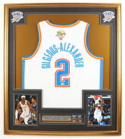 Shai Gilgeous-Alexander Signed Custom Framed Jersey Display with NBA Finals Pin & Conference Pin (JSA) at PristineAuction.com