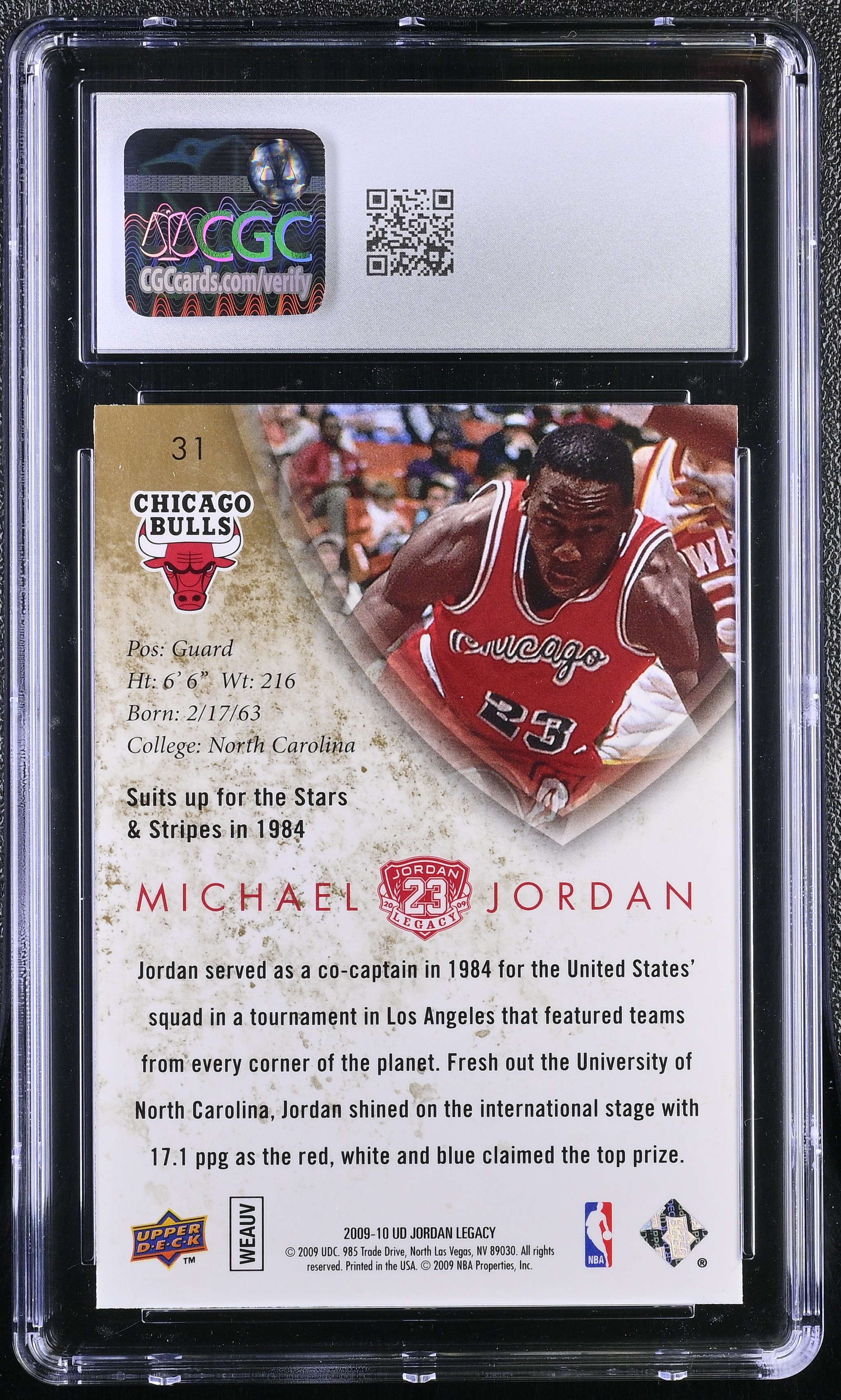 Michael Jordan 2009-10 Upper Deck Jordan Legacy #31 (CGC 10) at PristineAuction.com Michael Jordan 2009-10 Upper Deck Jordan Legacy #31 (CGC 10) at PristineAuction.com