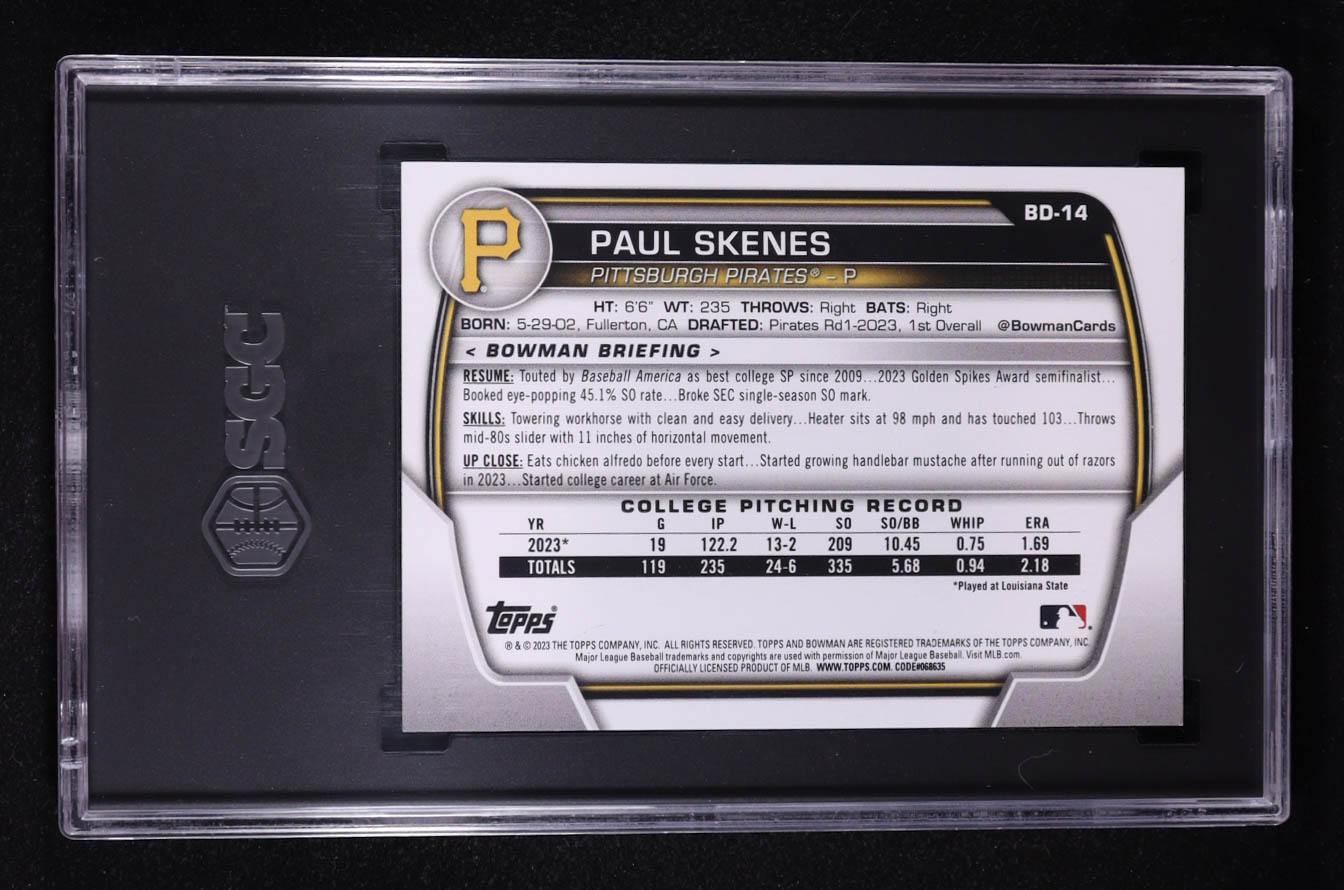 Paul Skenes 2023 Bowman Draft #BD14 RC (SGC 9.5) at PristineAuction.com Paul Skenes 2023 Bowman Draft #BD14 RC (SGC 9.5) at PristineAuction.com