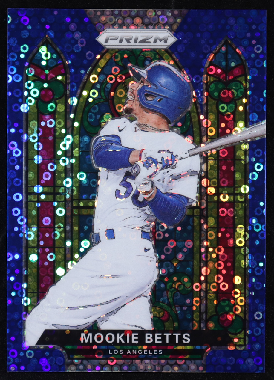 Mookie Betts 2021 Panini Prizm Stained Glass Prizms Blue Donut Circles #2 #125/199 at PristineAuction.com Mookie Betts 2021 Panini Prizm Stained Glass Prizms Blue Donut Circles #2 #125/199 at PristineAuction.com