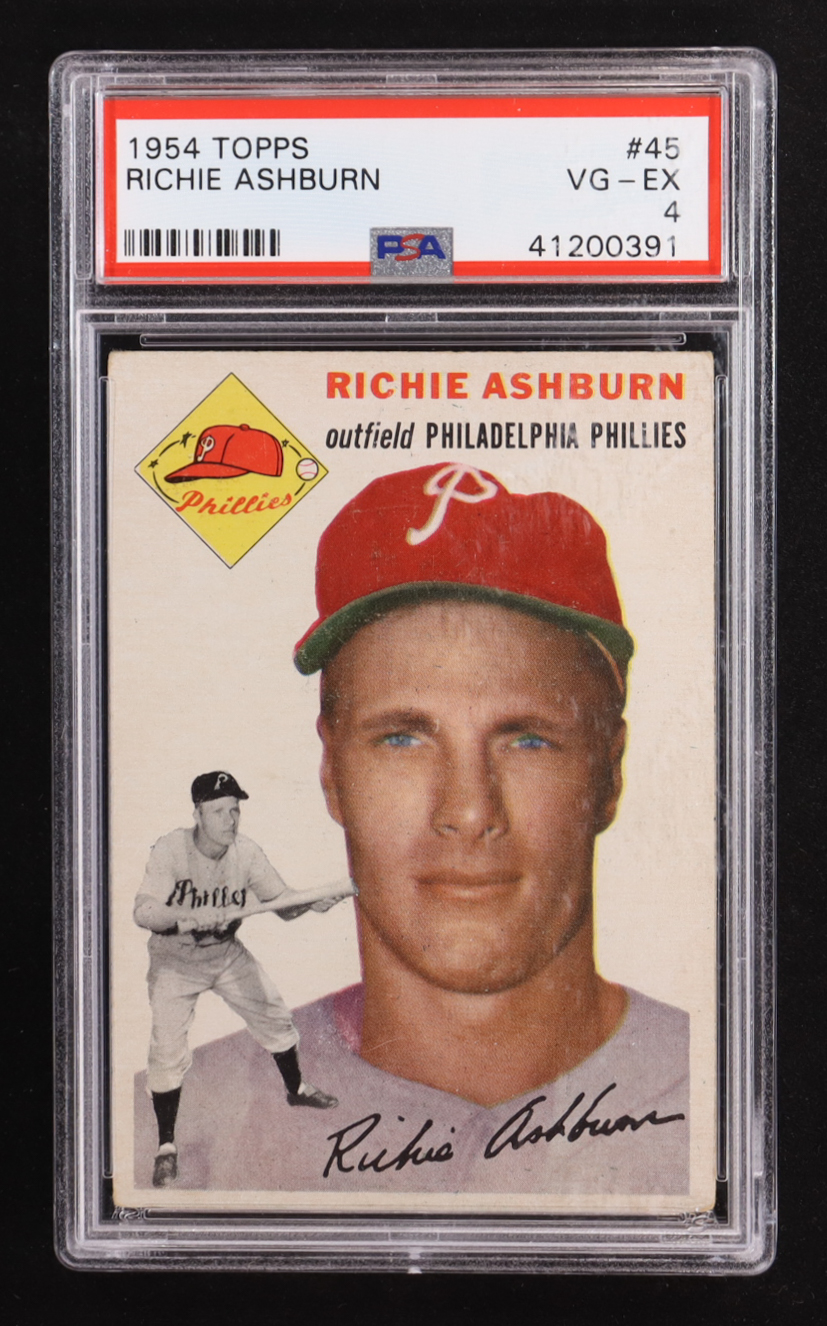 Richie Ashburn 1954 Topps #45 (PSA 4) at PristineAuction.com Richie Ashburn 1954 Topps #45 (PSA 4) at PristineAuction.com