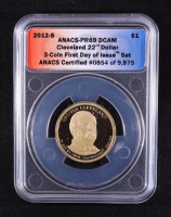 2012-S U.S. Presidential $1 - Grover Cleveland 22nd and 24th President - 3-Coin FDOI Set, Certified #854 of 9875 (ANACS PR69 DCAM) at PristineAuction.com