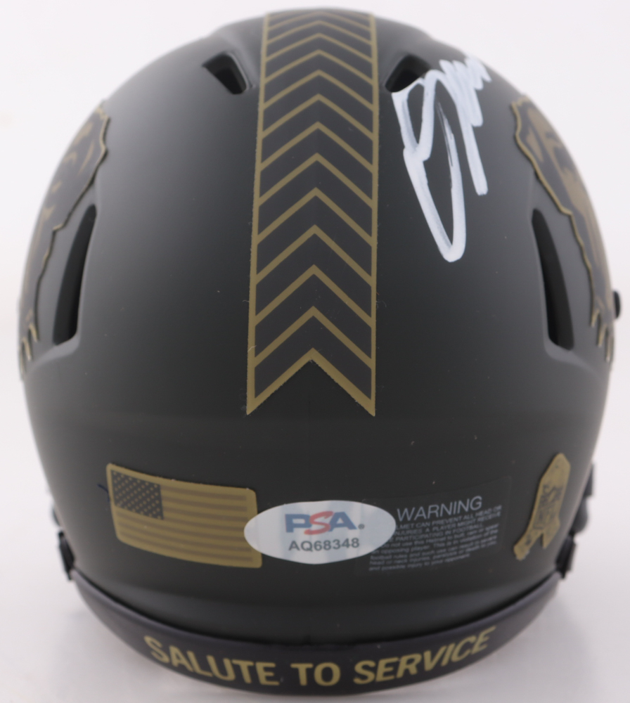 Carson Schwesinger Signed Browns Salute to Service Alternate Speed Mini Helmet (PSA) at PristineAuction.com Carson Schwesinger Signed Browns Salute to Service Alternate Speed Mini Helmet (PSA) at PristineAuction.com