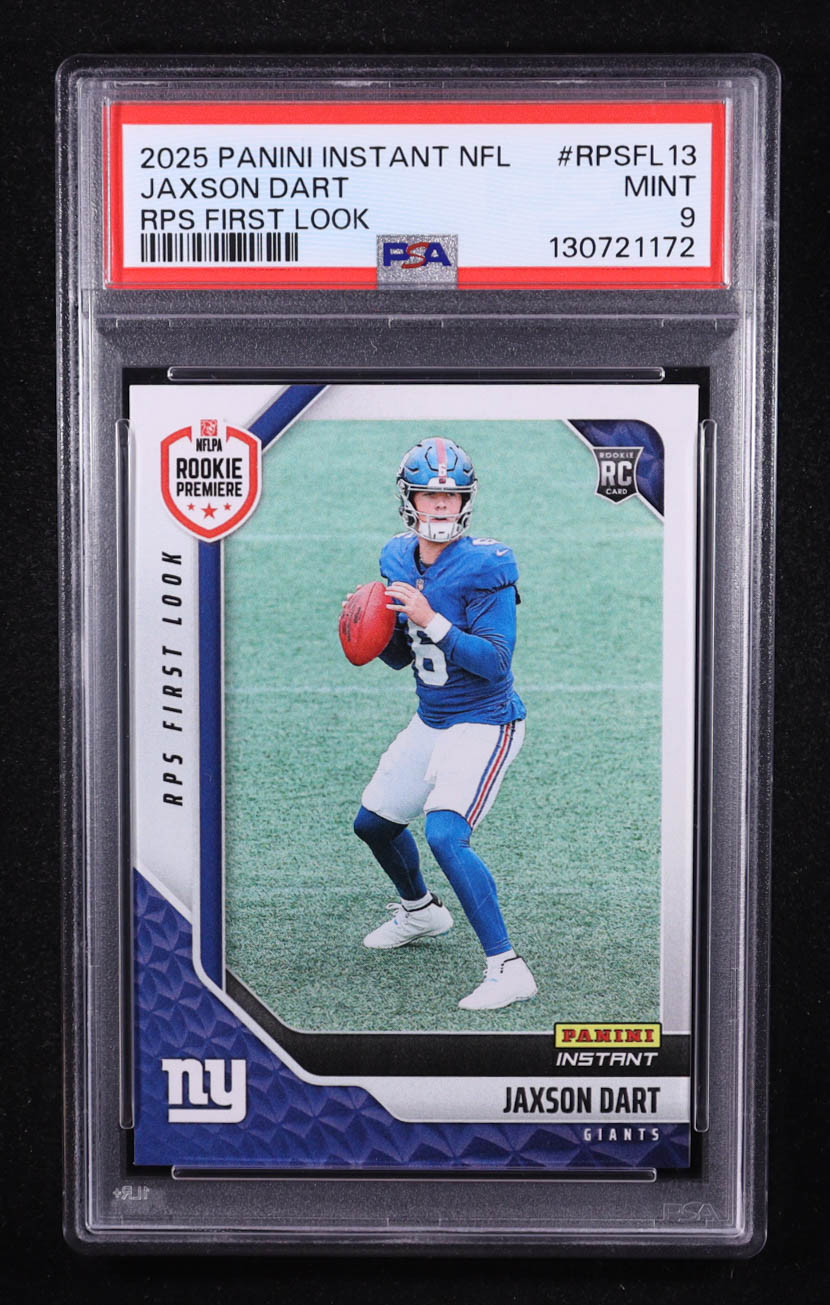Jaxson Dart 2025 Panini Instant NFL RPS First Look #RPSFL13 RC (PSA 9) at PristineAuction.com Jaxson Dart 2025 Panini Instant NFL RPS First Look #RPSFL13 RC (PSA 9) at PristineAuction.com