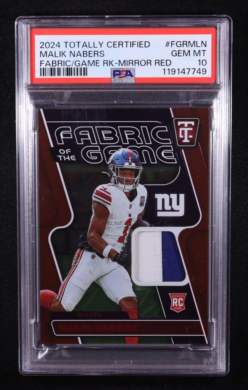 Malik Nabers 2024 Totally Certified Fabric of the Game Rookies Mirror Red #7 #79/99 RC (PSA 10) at PristineAuction.com Malik Nabers 2024 Totally Certified Fabric of the Game Rookies Mirror Red #7 #79/99 RC (PSA 10) at PristineAuction.com