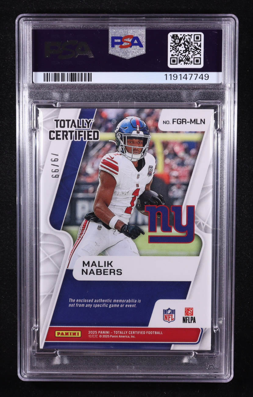 Malik Nabers 2024 Totally Certified Fabric of the Game Rookies Mirror Red #7 #79/99 RC (PSA 10) at PristineAuction.com Malik Nabers 2024 Totally Certified Fabric of the Game Rookies Mirror Red #7 #79/99 RC (PSA 10) at PristineAuction.com