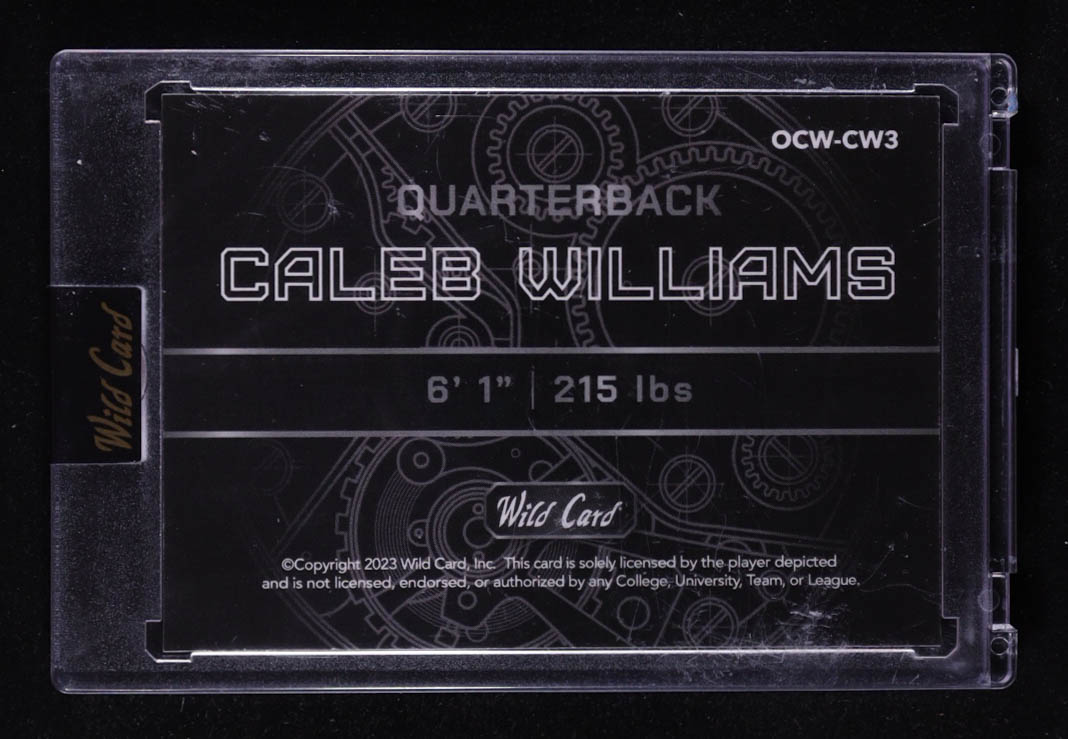 Caleb Williams 2023 Wild Card QB1 On the Clock Blue and Orange Lazer #CW3 RC #22/50 at PristineAuction.com Caleb Williams 2023 Wild Card QB1 On the Clock Blue and Orange Lazer #CW3 RC #22/50 at PristineAuction.com