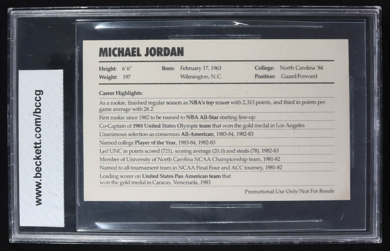 Michael Jordan 1985 Nike Promo #2 RC Jumbo (BCCG 10) at PristineAuction.com Michael Jordan 1985 Nike Promo #2 RC Jumbo (BCCG 10) at PristineAuction.com