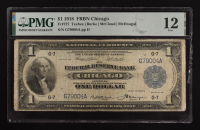 1918 United States Federal Reserve Bank Note of Chicago $1 One Dollar Blue Seal National Bank Note (PMG F 12) at PristineAuction.com