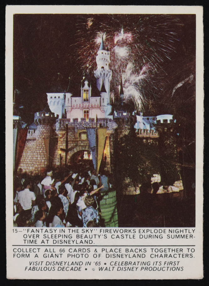 Fantasy in the Sky Fireworks Explode 1965 Donruss Disneyland Puzzle Backs #15 at PristineAuction.com Fantasy in the Sky Fireworks Explode 1965 Donruss Disneyland Puzzle Backs #15 at PristineAuction.com