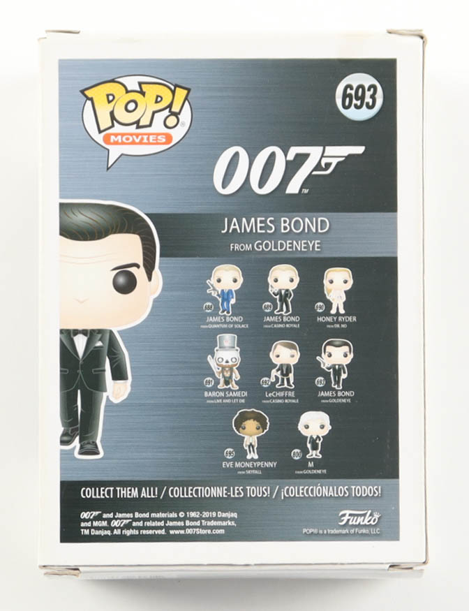 Pierce Brosnan Signed "007" #693 James Bond From Goldeneye Funko Pop! Vinyl Figure (ACOA) at PristineAuction.com Pierce Brosnan Signed "007" #693 James Bond From Goldeneye Funko Pop! Vinyl Figure (ACOA) at PristineAuction.com