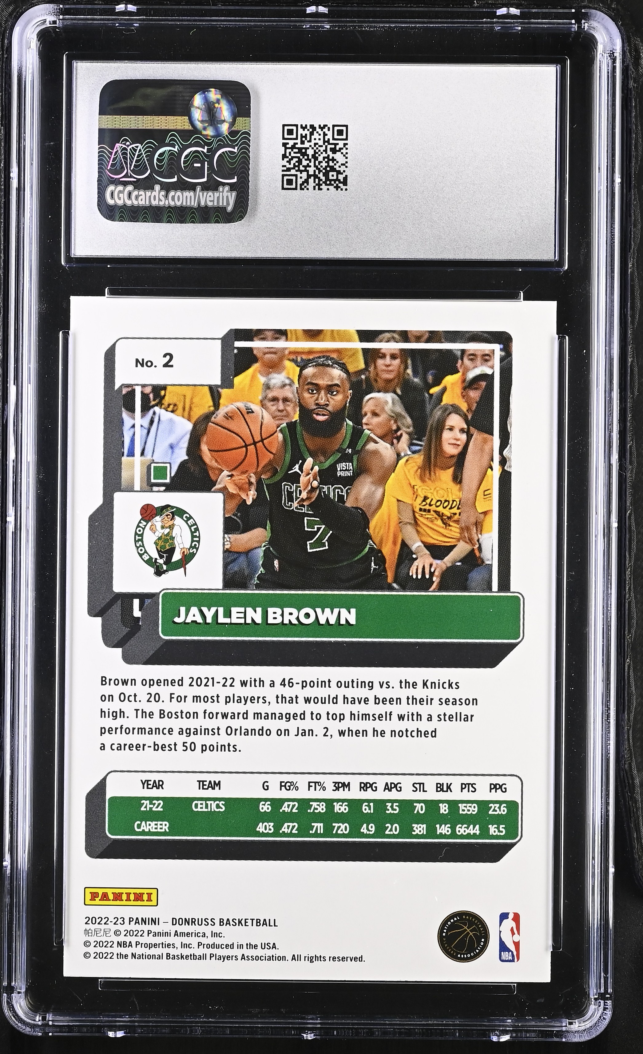 Jaylen Brown 2022-23 Donruss #2 (CGC 9.5) at PristineAuction.com Jaylen Brown 2022-23 Donruss #2 (CGC 9.5) at PristineAuction.com