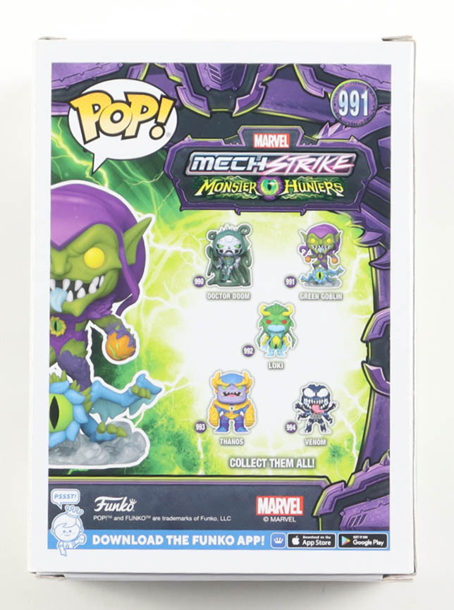 Willem Dafoe Signed "Marvel Mech Strike Monster Hunters" #991 Green Goblin Bobble-Head Funko Pop! Vinyl Figure (ACOA) at PristineAuction.com Willem Dafoe Signed "Marvel Mech Strike Monster Hunters" #991 Green Goblin Bobble-Head Funko Pop! Vinyl Figure (ACOA) at PristineAuction.com