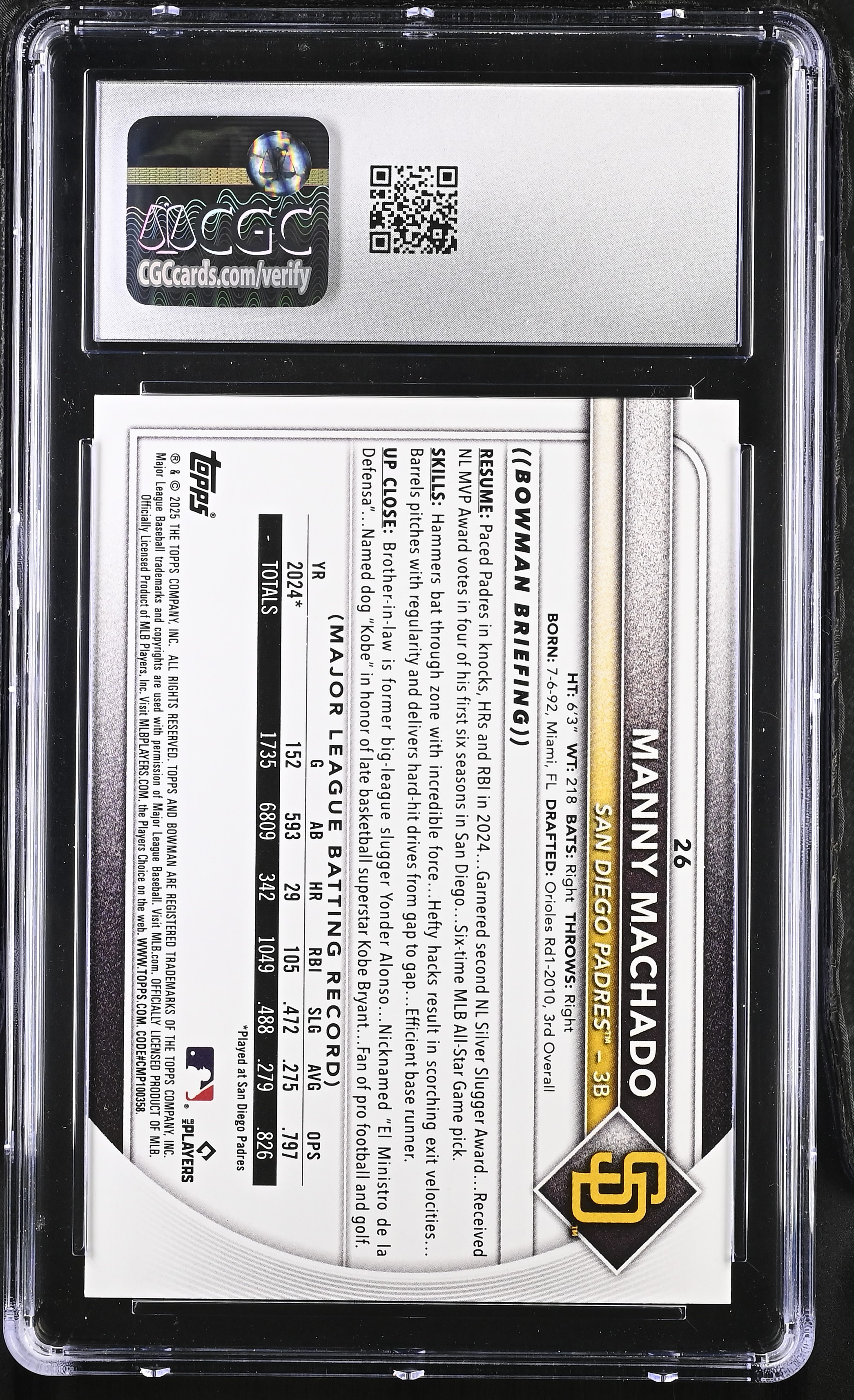 Manny Machado 2025 Bowman #26 (CGC 9.5) at PristineAuction.com Manny Machado 2025 Bowman #26 (CGC 9.5) at PristineAuction.com