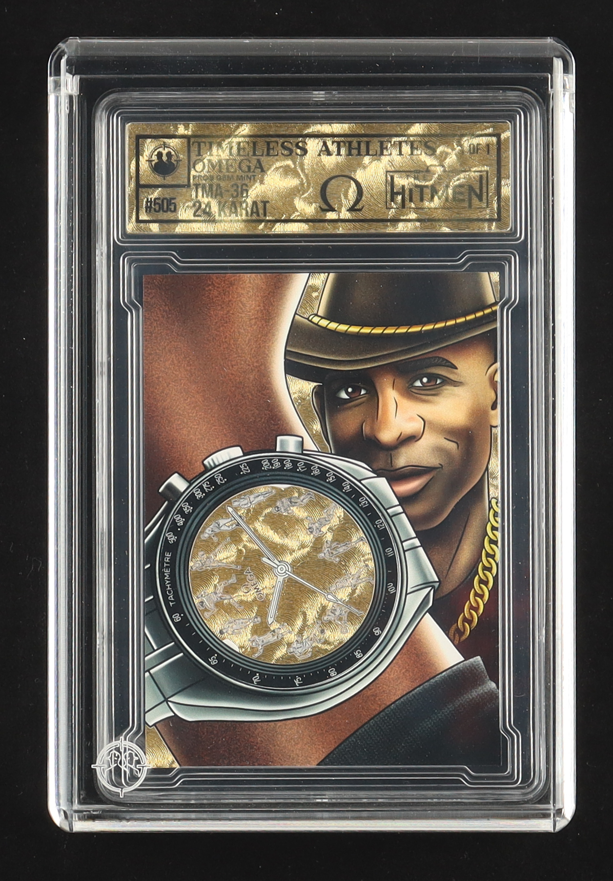 Timeless Athletes Omega 24 Karat | 2026 The Case Hitmen Artist Proof 1/1 Art Card with Display Case at PristineAuction.com Timeless Athletes Omega 24 Karat | 2026 The Case Hitmen Artist Proof 1/1 Art Card with Display Case at PristineAuction.com