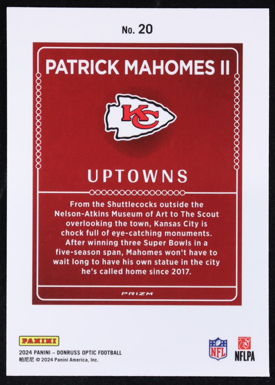 Patrick Mahomes II 2024 Donruss Optic Uptowns #20 at PristineAuction.com Patrick Mahomes II 2024 Donruss Optic Uptowns #20 at PristineAuction.com