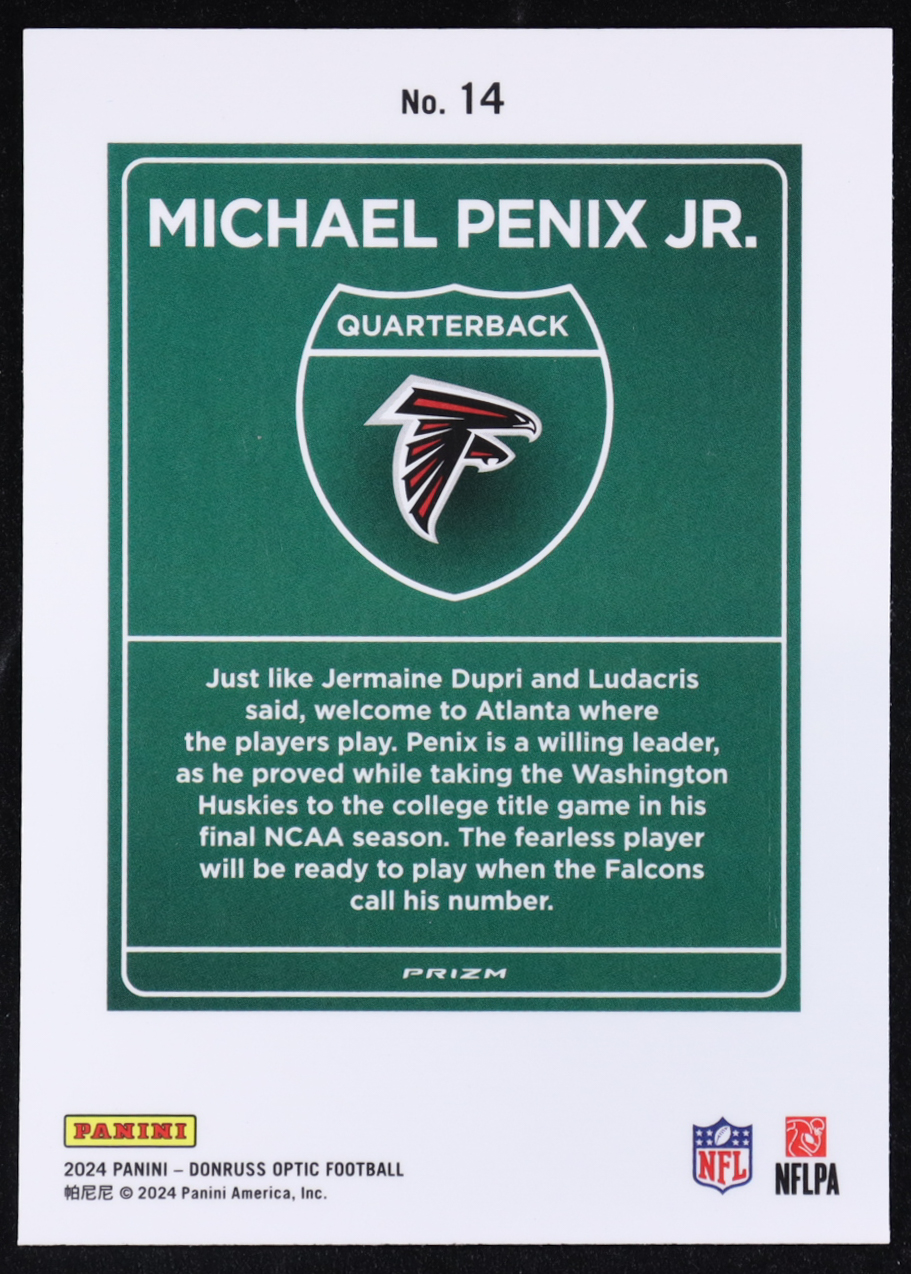 Michael Penix Jr. 2024 Donruss Optic Downtown #14 RC at PristineAuction.com Michael Penix Jr. 2024 Donruss Optic Downtown #14 RC at PristineAuction.com